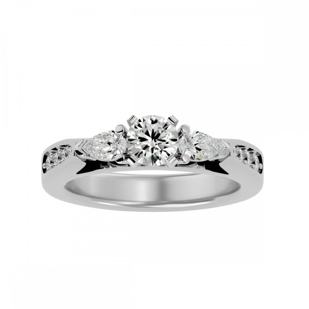 Conceptual Round Cut Solitaire Diamond Engagement Ring For Women